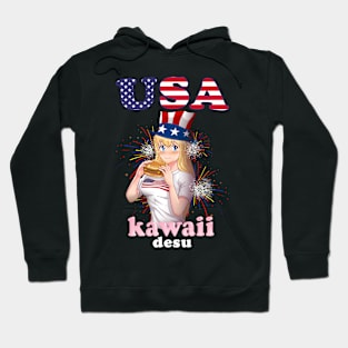 Funny - "USA kawaii Desu" Manga 4th of July Anime Hoodie